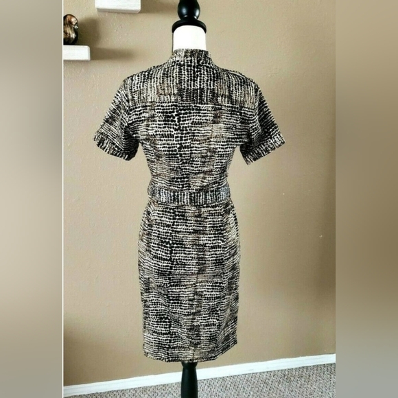 CALVIN KLIEN Animal Print Snap-Front, Belted Dress, Size 4 - Picture 7 of 8